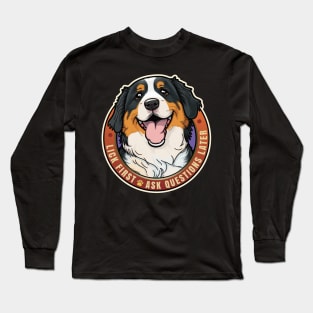 Lick First Bernese Mountain Dog Design Long Sleeve T-Shirt